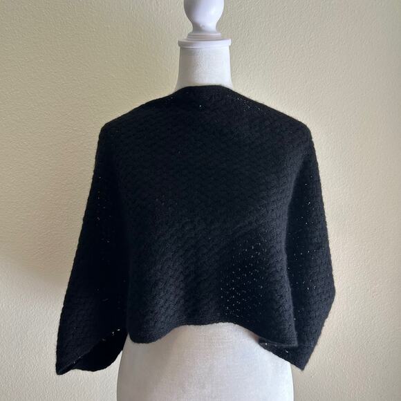 Isaac Mizrahi Infinity Scarf 100% Cashmere Black Basketweave Knit Crochet 15x55 - Picture 3 of 6